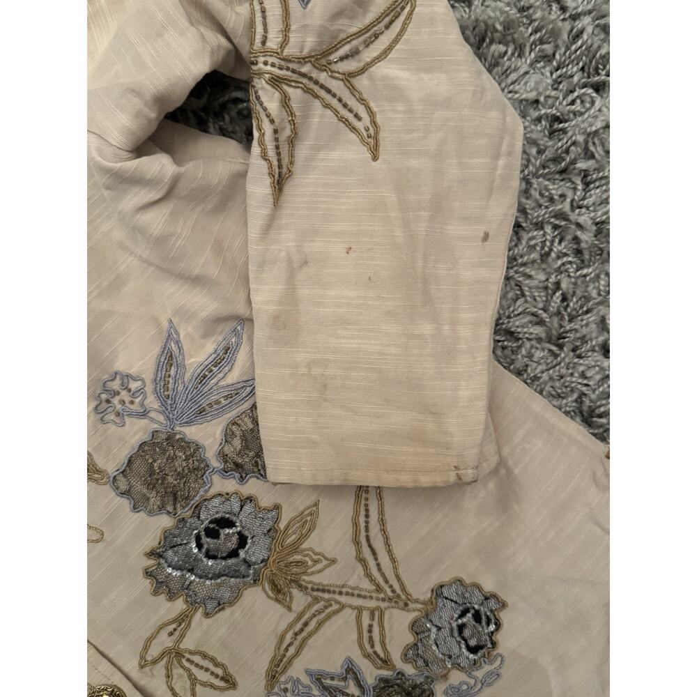 Indigo Moon Embellished Jacket Sz XL BOHO CHIC Embroidery beaded Artsy Old Money - Picture 7 of 9